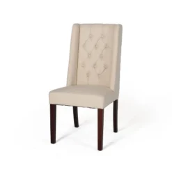 Set Of 2 Blount Wooden Dining Chairs With Fabric Cushions Beige/Natural Finish - Christopher Knight Home -Restaurant Furniture Store GUEST a797d124 7038 413a 877d 48973887d66d