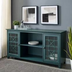 Bayland Transitional Double Fretwork Door Sideboard Antique Dark Teal - Saracina Home -Restaurant Furniture Store GUEST a7a4137b fa9d 4635 ab03 e900a440d49d