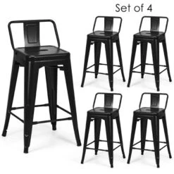 Tangkula Set Of 4 Metal Bar Stools 24" Industrial Chair Low Back Black -Restaurant Furniture Store GUEST a7b3eff5 36f3 4e6f 9312 d5f917ca5f69