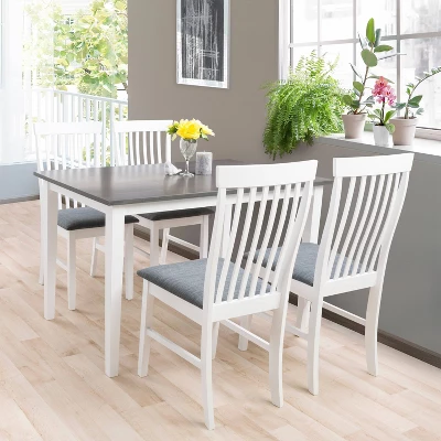5pc Michigan Two Tone Wood Dining Set Gray/White - CorLiving 4 5pc Michigan Two Tone Wood Dining Set Gray/White - CorLiving - Image 2