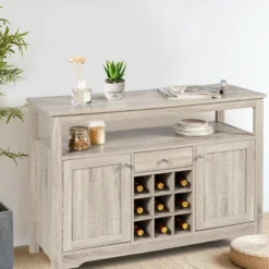 Costway Buffet Server Sideboard Wine Cabinet Console Table Grey Home -Restaurant Furniture Store GUEST a878988f bf61 49ae 81f4 0afc83c42f57