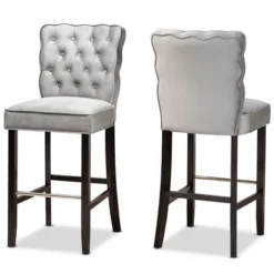 2pc Daphne Velvet Fabric Upholstered And Wood Counter Height Barstool Set - Baxton Studio -Restaurant Furniture Store GUEST a8cea90d 53cc 427f 9e61 81ce00d4d249