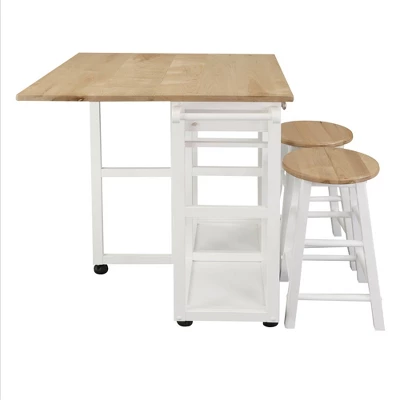 Square Hardwood Drop Leaf Table Top Breakfast Cart Natural/White - Flora Home 9 Square Hardwood Drop Leaf Table Top Breakfast Cart Natural/White - Flora Home - Image 7
