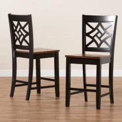 2pc Nicolette Two-Toned Wood Counter Height Barstools Brown/Walnut - Baxton Studio -Restaurant Furniture Store GUEST aa1da33e bde1 45a9 b194 c0c385dc6868