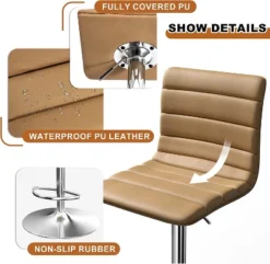 Hywela Bar Stools, Modern PU Leather Adjustable Swivel Barstools, Armless Kitchen Island Counter Bar Stools With Bigger Base, Set Of 2,Stylish- The Pop Home -Restaurant Furniture Store GUEST aa9ddabe a846 4266 acc7 c9181cc3fda0