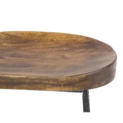 Wooden Saddle Seat Barstool With Iron Rod Legs Brown/Black - The Urban Port -Restaurant Furniture Store GUEST aadbeb66 8ba0 48da ac66 fe9f7e240ab4