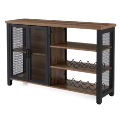 Jomeed Modern Industrial Farmhouse Metal Frame Wooden Buffet Coffee Entertainment Cabinet With Removable Wine Bottle And Stemware Racks -Restaurant Furniture Store GUEST ab75e988 1a99 4301 864c c08cc0512aa2