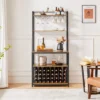 Yaheetech 65" Wine Bakers Rack Freestanding Wine Rack With Glass Holder And Wine Storage, Rustic Brown