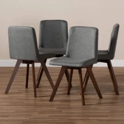 Set Of 4 Pernille Fabric Upholstered Walnut Finished Dining Chairs Gray/Walnut - Baxton Studio -Restaurant Furniture Store GUEST ac5562a7 2271 47e2 ab28 b8c3ae7aaf7f