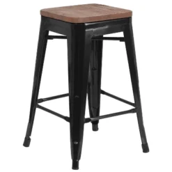 Merrick Lane Backless Metal Dining Stool With Wooden Seat For Indoor Use -Restaurant Furniture Store GUEST ac83441a b9db 4df0 9e37 01dfead8b4ee