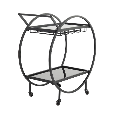 Contemporary Metal Round Bar Cart - Olivia & May 4 Contemporary Metal Round Bar Cart - Olivia & May - Image 2
