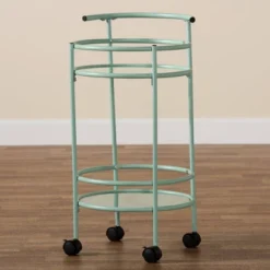 Newell Metal 2 Tier Kitchen Cart Mint Green/Black - Baxton Studio -Restaurant Furniture Store GUEST ada7302d 34af 4ad4 8bf3 b2db4a0503d0