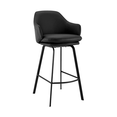 26" Brigden Swivel Counter Height Barstool With Faux Leather Black Metal - Armen Living 12 26" Brigden Swivel Counter Height Barstool With Faux Leather Black Metal - Armen Living - Image 10