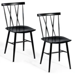 Costway Set Of 2 Dining Side Chairs Chairs Armless Cross Back Kitchen Bistro Caf -Restaurant Furniture Store GUEST aec64b08 c4d2 4b75 9e93 ce7848b97d28