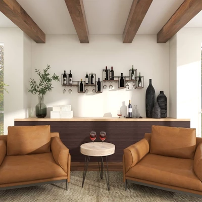 Metal Geometric 7 Bottle Wall Wine Rack With 5 Glass Holder Slots Black - Olivia & May 15 Metal Geometric 7 Bottle Wall Wine Rack With 5 Glass Holder Slots Black - Olivia & May - Image 13