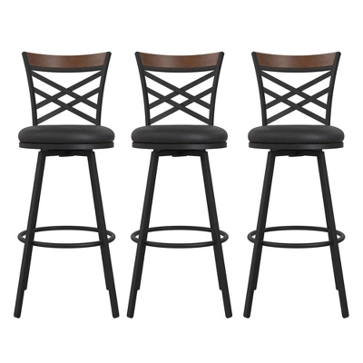 Set Of 3 Nettie Upholstered Adjustable Seat Swivel Barstools Black - Room & Joy 6 Set Of 3 Nettie Upholstered Adjustable Seat Swivel Barstools Black - Room & Joy - Image 4