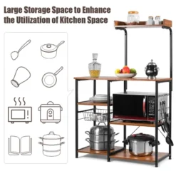 Costway 4-Tier Vintage Kitchen Baker's Rack Utility Microwave Stand W/ Basket & 5 Hooks 20 Costway 4-Tier Vintage Kitchen Baker's Rack Utility Microwave Stand W/ Basket & 5 Hooks -Restaurant Furniture Store GUEST afb1bb6c 90c9 44c1 8889 a1cb750e789e