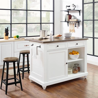Mona Kitchen Island With 2 Stools White - Dorel Living 4 Mona Kitchen Island With 2 Stools White - Dorel Living - Image 2
