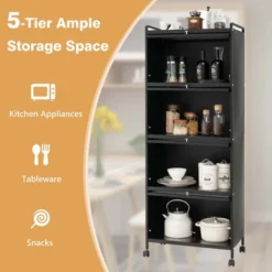 Costway 5-Tier Kitchen Baker's Rack Storage Cabinet Mobile Microwave Stand Flip-up Doors 16 Costway 5-Tier Kitchen Baker's Rack Storage Cabinet Mobile Microwave Stand Flip-up Doors -Restaurant Furniture Store GUEST b0768aff dac8 4817 aa23 2c14c865de10