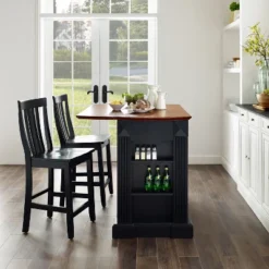 Coventry Drop Leaf Top Kitchen Island With School House Stools Black - Crosley -Restaurant Furniture Store GUEST b1544f88 6141 4faa a61d 7663c0a26d92