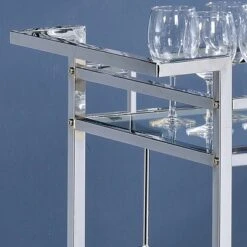 Buncrana Glass Top Serving Cart Chrome - MiBasics -Restaurant Furniture Store GUEST b1d056eb 9d46 4f19 8a5e 012e36c39571