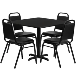 Emma And Oliver 36" Square Laminate X-Base Table Set With 4 Banquet Chairs -Restaurant Furniture Store GUEST b2ebe581 59eb 4004 9e5c eff762dcd7f1