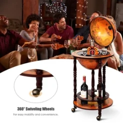 Costway 17.5'' Wood Globe Wine Bar Stand 16th Century Italian Rack Liquor Bottle Shelf -Restaurant Furniture Store GUEST b2f31ea8 85f9 49f4 9e77 80a90476fb14