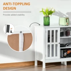 HOMCOM Modern Sideboard, Storage Cabinet, Buffet With 2 Slatted Framed Doors, Open Middle Shelving And Cable Management Hole -Restaurant Furniture Store GUEST b32f192d 1bc3 4479 92d8 ed73d3b94315