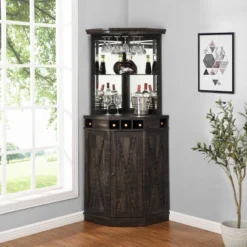 Home Source Charcoal Corner Bar Unit With Built-in Wine Rack And Lower Cabinet -Restaurant Furniture Store GUEST b482b8b7 ae1e 4784 8c86 c65970ed4dcb