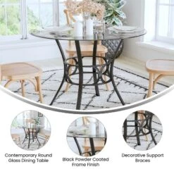 Emma And Oliver 42'' Round Glass Dining Table With Black Metal Frame 16 Emma And Oliver 42'' Round Glass Dining Table With Black Metal Frame -Restaurant Furniture Store GUEST b565a1cb fdd5 4005 9f6d aa52730455ef