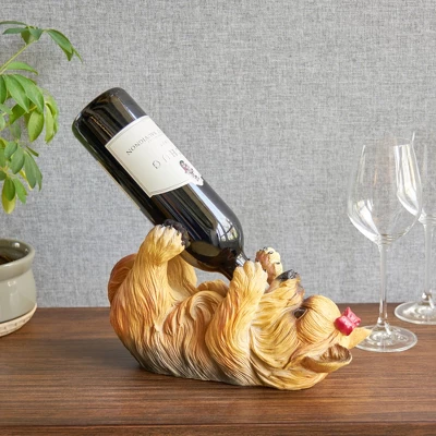 True Yorkie Polyresin Wine Bottle Holder Set Of 1, Brown, Holds 1 Standard Wine Bottle 3 True Yorkie Polyresin Wine Bottle Holder Set Of 1, Brown, Holds 1 Standard Wine Bottle