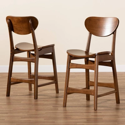 2pc Katya Wood Counter Height Barstool Set Brown - Baxton Studio 8 2pc Katya Wood Counter Height Barstool Set Brown - Baxton Studio - Image 6