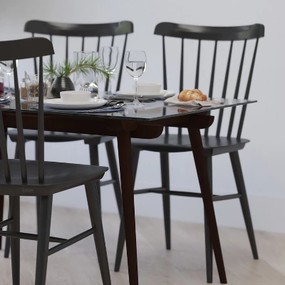 Merrick Lane 31.5" X 55" Rectangular Solid Wood Table With Glass Top 5 Merrick Lane 31.5" X 55" Rectangular Solid Wood Table With Glass Top - Image 3