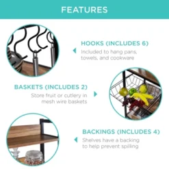 Best Choice Products 67in Counter-Height Baker's Rack W/ Locking Wheels, Adjustable Feet, 2 Wire Baskets -Restaurant Furniture Store GUEST b7b04d67 5e56 4998 977c c6914d81d7c0