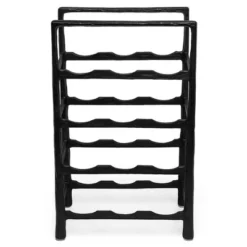 BIRDROCK HOME 12 Bottle Rack - Free Standing Stand - Kitchen Countertop - Black Forged Metal - Vertical Shelf Storage Cabinet - Holder -Restaurant Furniture Store GUEST b862ce49 574a 4732 aa82 ec966c7cdb16