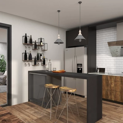 Metal Geometric 7 Bottle Wall Wine Rack With 5 Glass Holder Slots Black - Olivia & May 14 Metal Geometric 7 Bottle Wall Wine Rack With 5 Glass Holder Slots Black - Olivia & May - Image 12