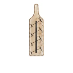 Wood Bottle Shaped 4 Bottle Wall Wine Rack With Beaded Frame Brown - Olivia & May -Restaurant Furniture Store GUEST b96bea94 b28a 416b 8a1b 8ee6eb177961