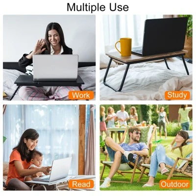 Unique Bargains Laptop Bed Desk Foldable Breakfast Tray Portable Lap Desk With Tablet Slot Cup Holder For Bed Couch Sofa Floor 5 Unique Bargains Laptop Bed Desk Foldable Breakfast Tray Portable Lap Desk With Tablet Slot Cup Holder For Bed Couch Sofa Floor - Image 3