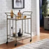 Wilkin Bronze Finish And Wood Straight Lines Bar Cart Bronze/Walnut - Inspire Q -Restaurant Furniture Store GUEST ba6a1bb5 493c 4c07 9baf 80c9dc129ad1