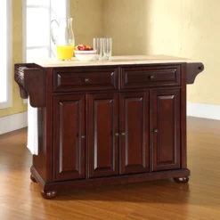 Alexandria Wood Top Full Size Kitchen Island/Cart Mahogany - Crosley