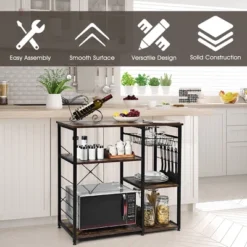 Costway Industrial Kitchen Baker's Rack Microwave Stand Utility Storage Shelf W/ 6 Hooks Steel Black 16 Costway Industrial Kitchen Baker's Rack Microwave Stand Utility Storage Shelf W/ 6 Hooks Steel Black -Restaurant Furniture Store GUEST bc357fce 1955 4b57 8547 00224f3d8f9d