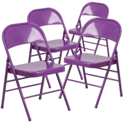 Flash Furniture 4 Pack HERCULES COLORBURST Series Triple Braced & Double Hinged Metal Folding Chair -Restaurant Furniture Store GUEST bc3ee243 688b 48f7 8640 4406148c9165
