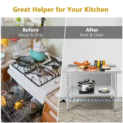 Costway Stainless Steel Table For Prep & Work W/ Backsplash 8 Costway Stainless Steel Table For Prep & Work W/ Backsplash - Image 6