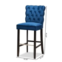 2pc Daphne Velvet Fabric Upholstered And Wood Counter Height Barstool Set - Baxton Studio -Restaurant Furniture Store GUEST bc58a318 bc43 4970 a7e1 74ac64febb65