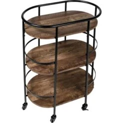 Honey-Can-Do 3 Tier Oval Bar Cart Walnut -Restaurant Furniture Store GUEST bca52f83 a736 4d7d a8d0 e3e0e2829492