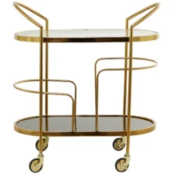 Contemporary Metal And Smoke Glass Bar Cart Gold - Olivia & May -Restaurant Furniture Store GUEST bcac44fe fe94 45a7 92ae 80939217c9eb