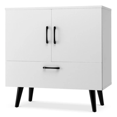 Costway Mid Century Storage Cabinet Accent Buffet Sideboard Entryway Kitchen White Brown 5 Costway Mid Century Storage Cabinet Accent Buffet Sideboard Entryway Kitchen White Brown - Image 3