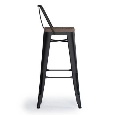 Set Of 2 30" Josephine Metal/Wood Counter Height Barstools Black - WyndenHall 5 Set Of 2 30" Josephine Metal/Wood Counter Height Barstools Black - WyndenHall - Image 3