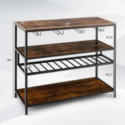 Costway Rustic Wine Rack Table 13 Bottles Wine Bar Cabinet Freestanding With Glass Holder -Restaurant Furniture Store GUEST bd1f3129 8fb6 4af7 a252 580e04e1767e