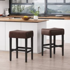 Set Of 2 Lopez Backless Leather Counter Height Barstool - Christopher Knight Home -Restaurant Furniture Store GUEST bd6e4658 db41 4127 9007 31f632cff844